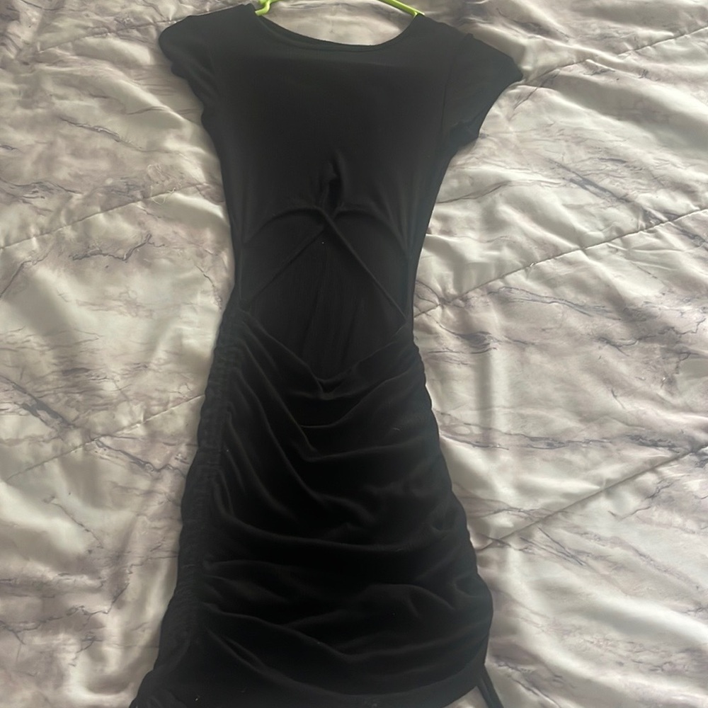 windsor bodycon black crossover dress